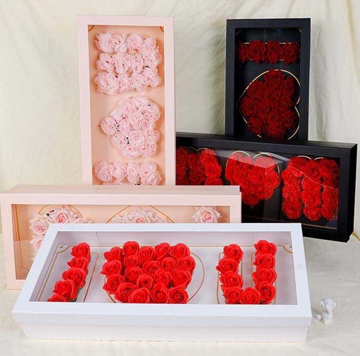 Cheap shipping! Foldable Mother's Day I love you MOM flower box, pink, white and black available, 16pcs per carton