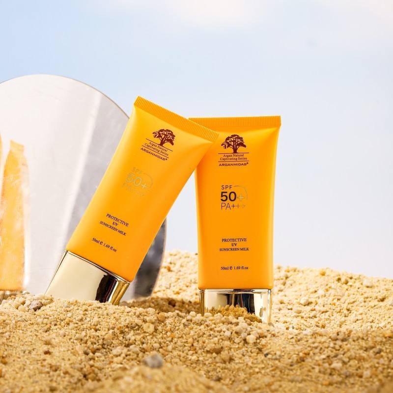 Arganmidas Best Private Label Skincare Mineral Sunscreen Whitening Waterproof SPF 50 Sunscreen with UV Protecter